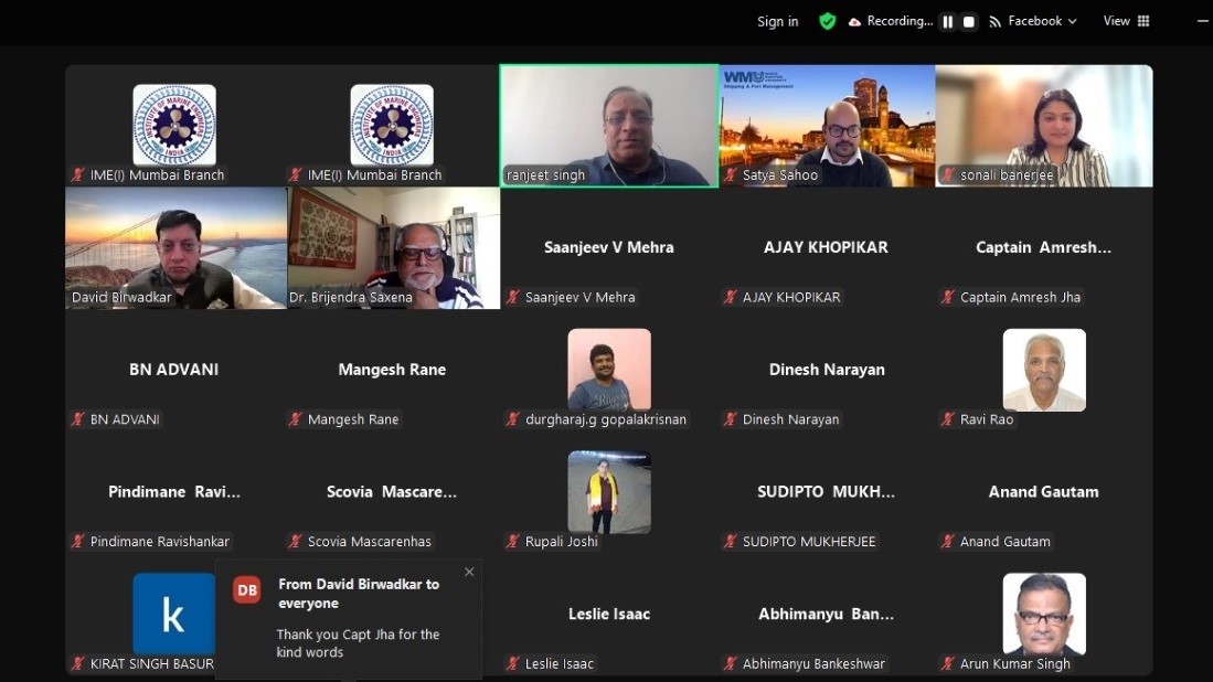 IME(I) Mumbai Branch Hosts Insightful Webinar on Shipping Markets and IME(I) Mumbai Branch Hosts Insightful Webinar on Shipping Markets and