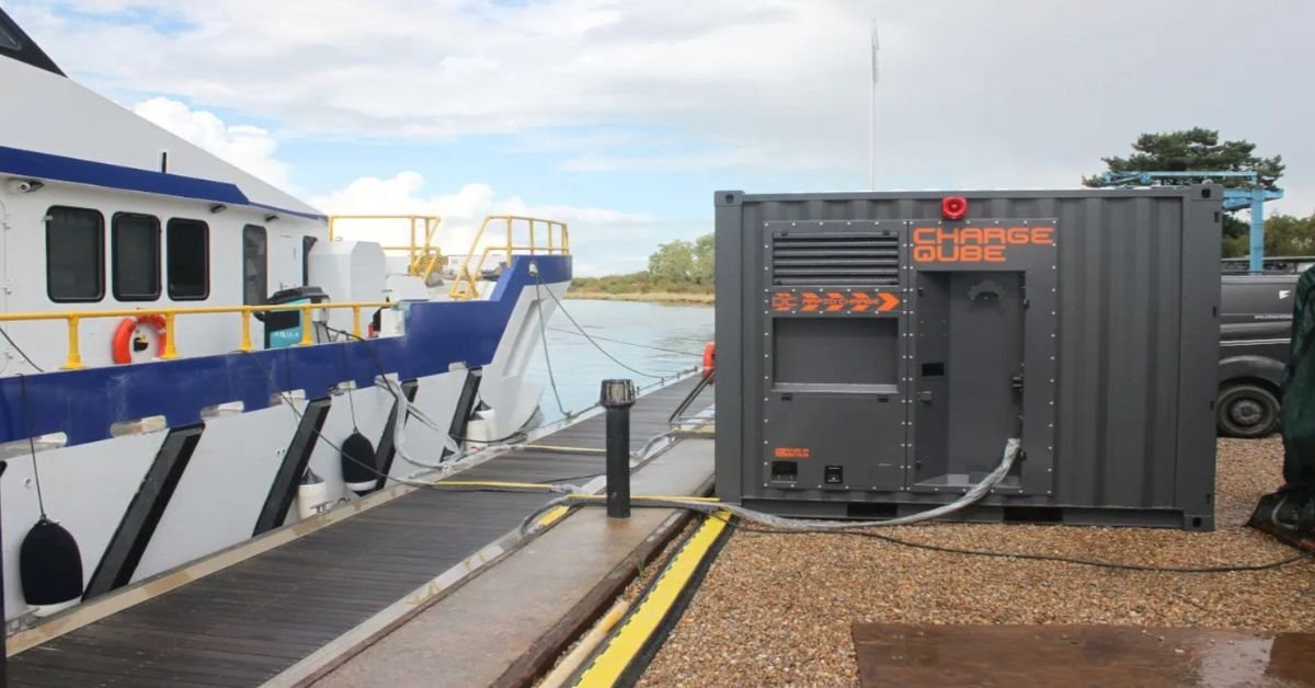 Mobile battery system deployed to overcome port grid constraints for electric vessel